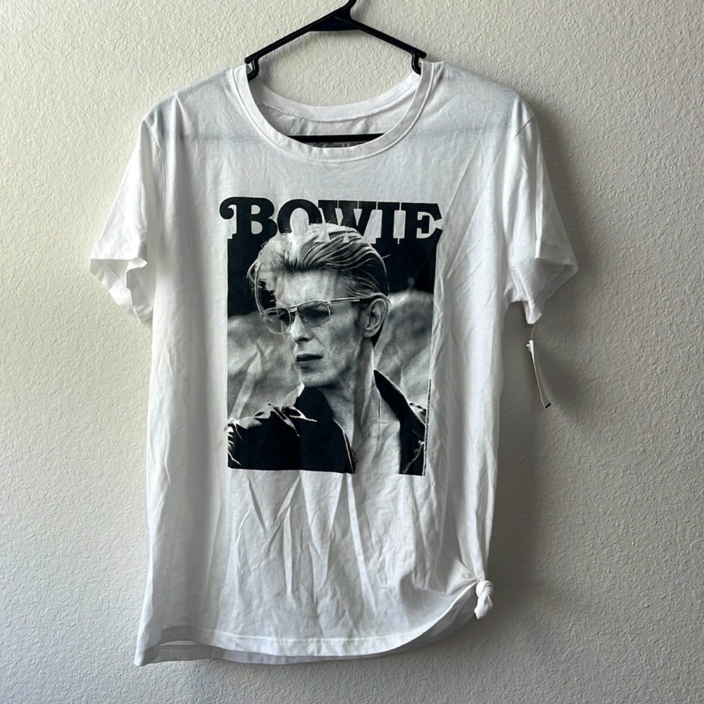 David Bowie graphic tee, ties on the side.